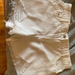 White Distressed Denim Shorts